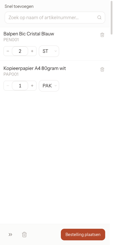 Mobiel besteloverzicht